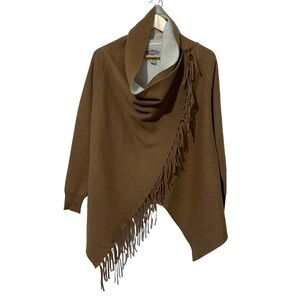 Oliver by Oscio Wool Angora Wrap Poncho with Fringe Edge
